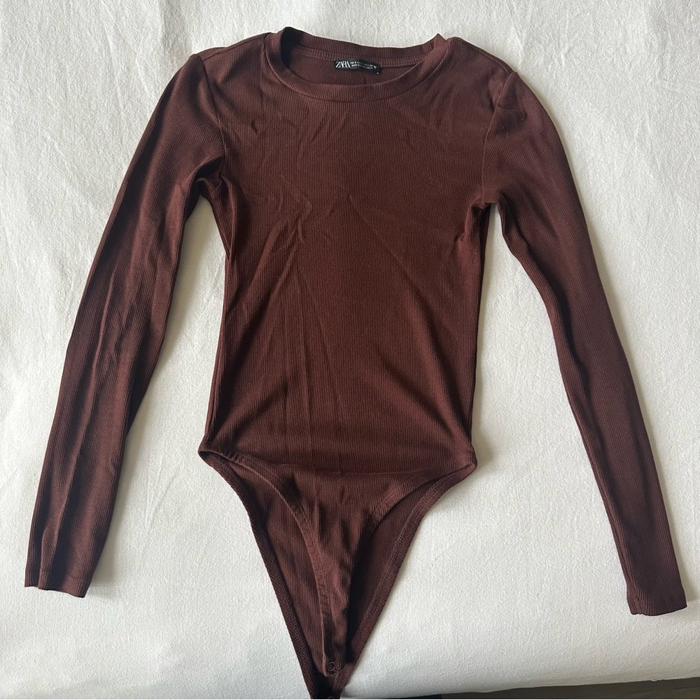 Zara long sleeve brown bodysuit